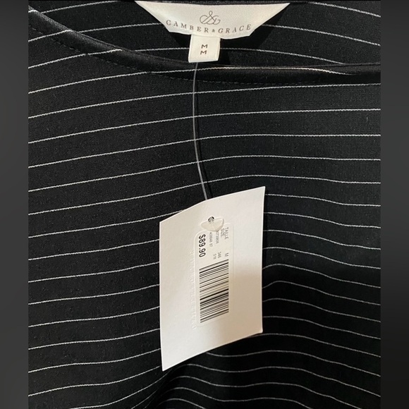 Camber & Grace, Chic Striped Dress with Pockets, Medium, Black & White - Picture 4 of 8